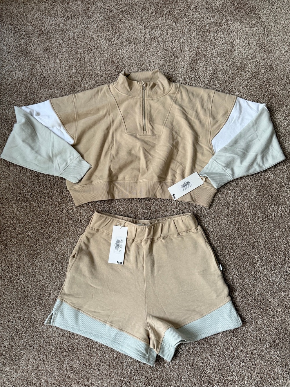 NWT Feat x Jillian Colorblock Sweatshirt & Shorts Set